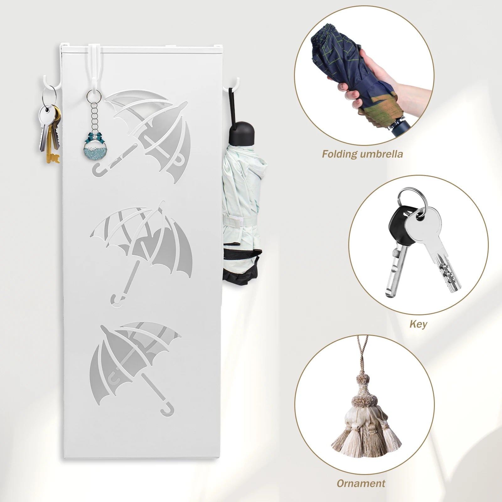 New Umbrella Holder Metal Hollow Out Stand Storage Bucket Freestanding Round Bin Waterproof Walking Sticks Rack