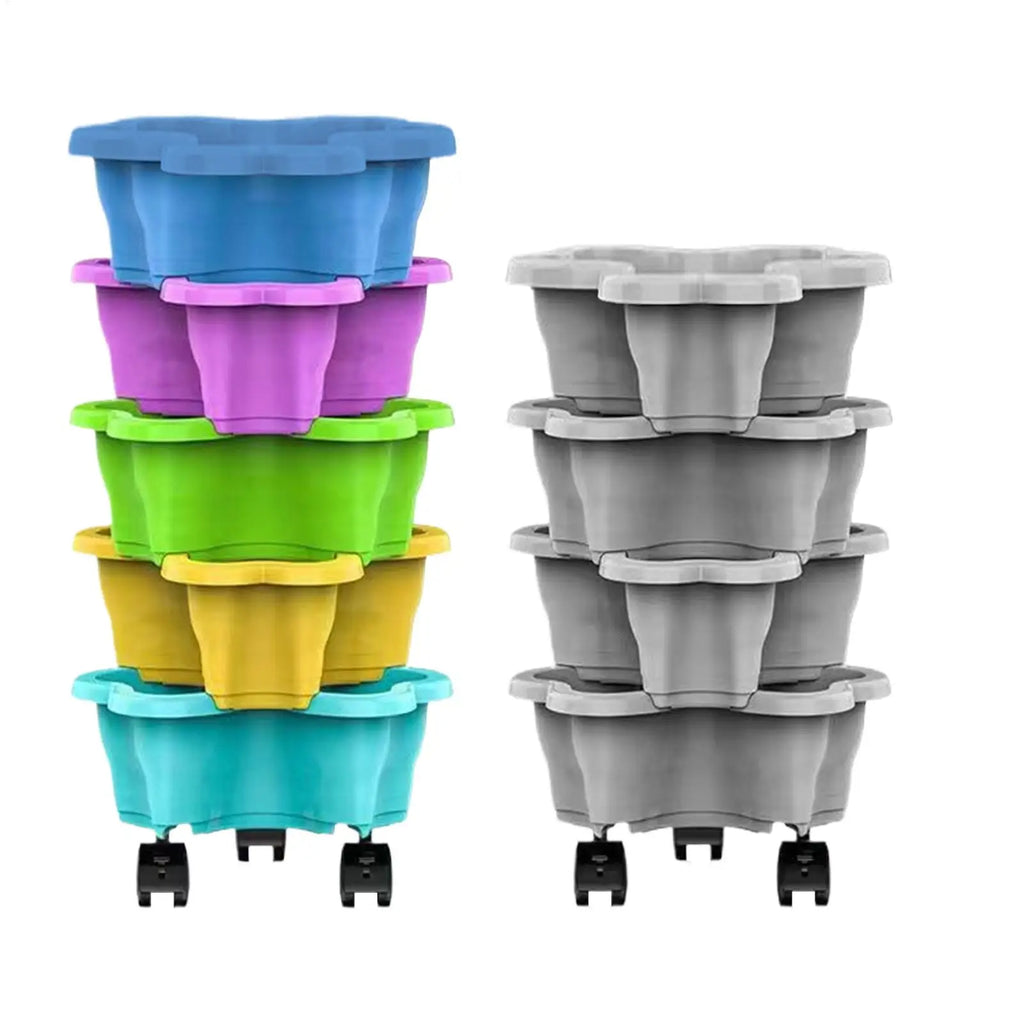 Stackable Strawberry Planter 4/5 Tier Vertical Garden Tower Vegetable Flower Pot with Drainage Holes for Garden Balcony Patio