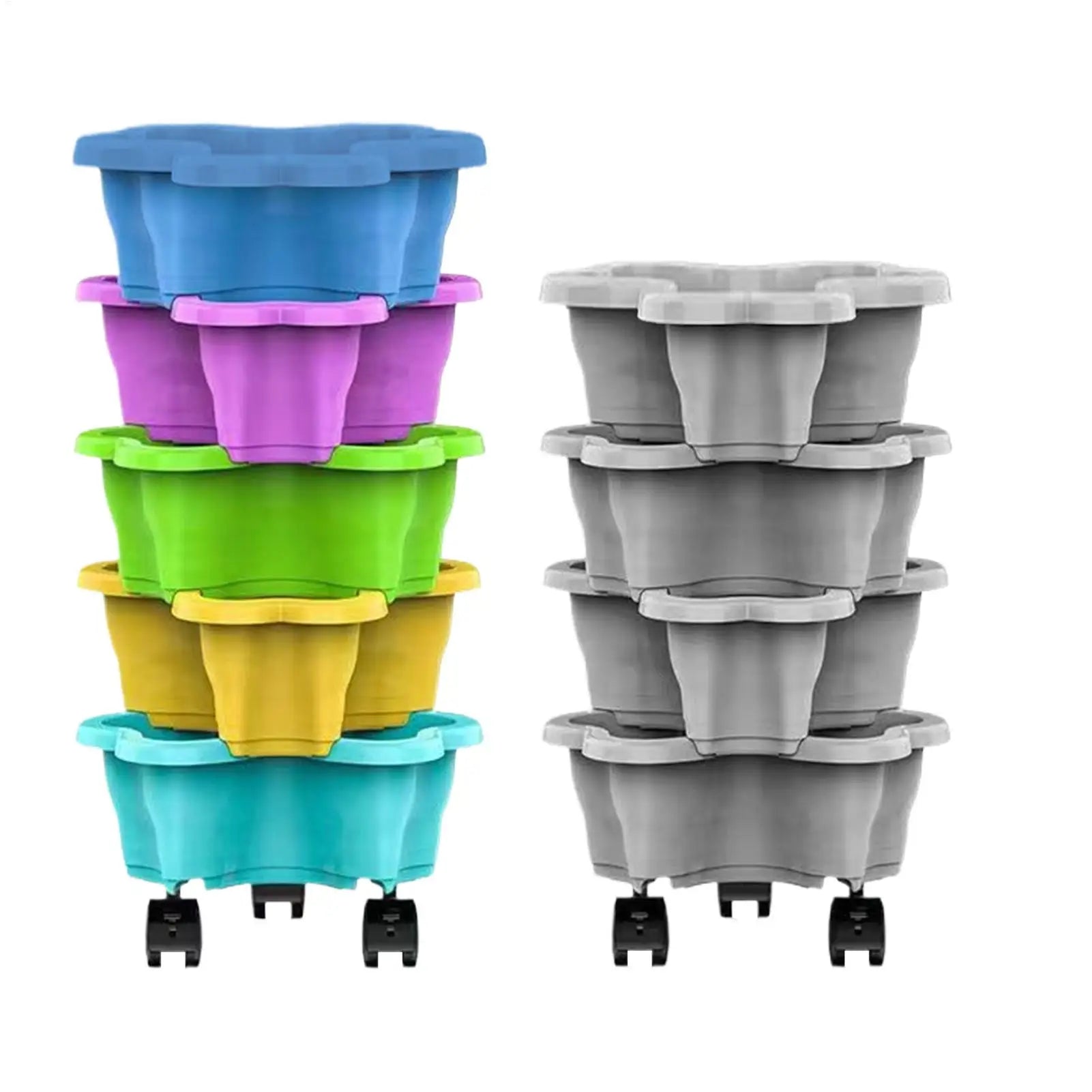 Stackable Strawberry Planter 4/5 Tier Vertical Garden Tower Vegetable Flower Pot with Drainage Holes for Garden Balcony Patio