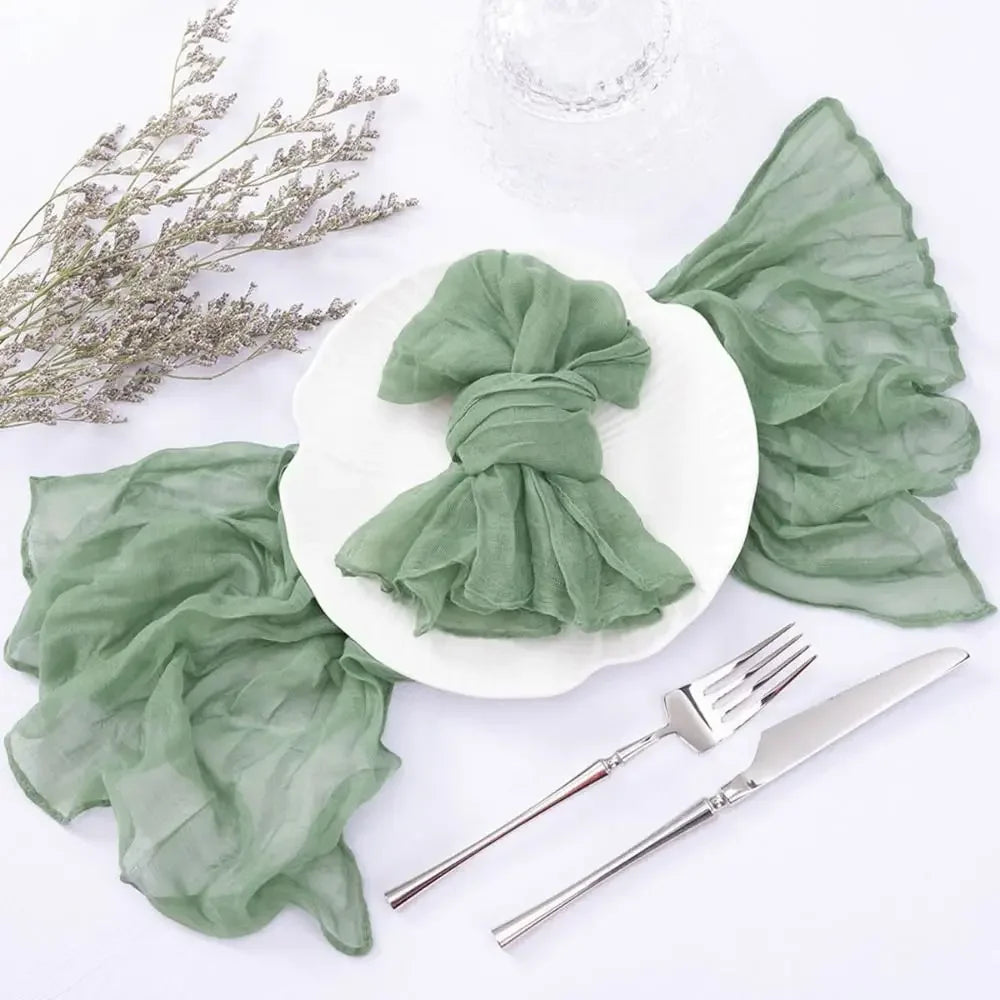 Party Supply Table Decoration Gauze Napkin Reusable Soft Cotton Napkin Thin Vintage Placemats Wedding