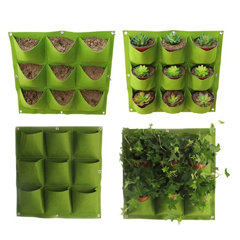 Plant growth bag， Felt Vertical Wall Planter Outdoor Herb Vegetable Hanging Garden  Plant Holder for Railing, Balcony, Fence