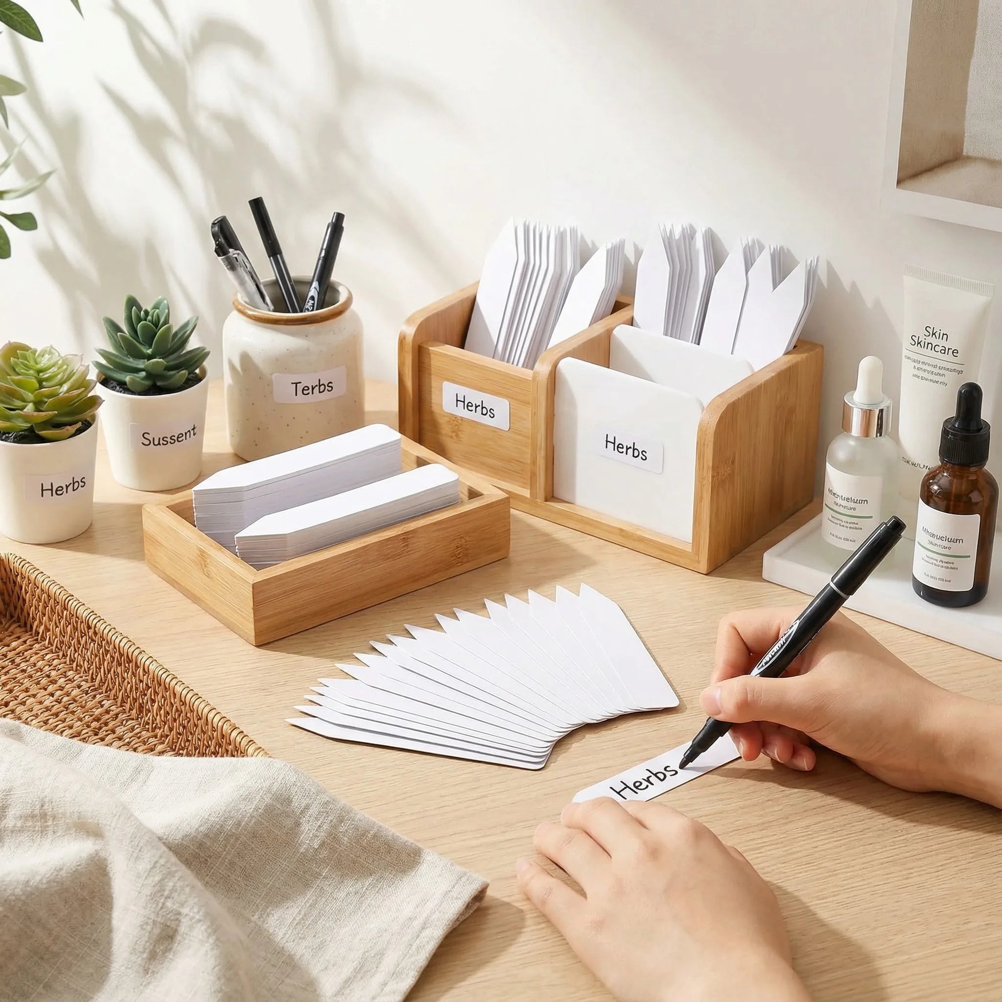 100/300Pcs Plant Labels Plastic Plant Name Tags for Seedlings Garden Labels Markers Seed Labels Stakes with Marker Pen