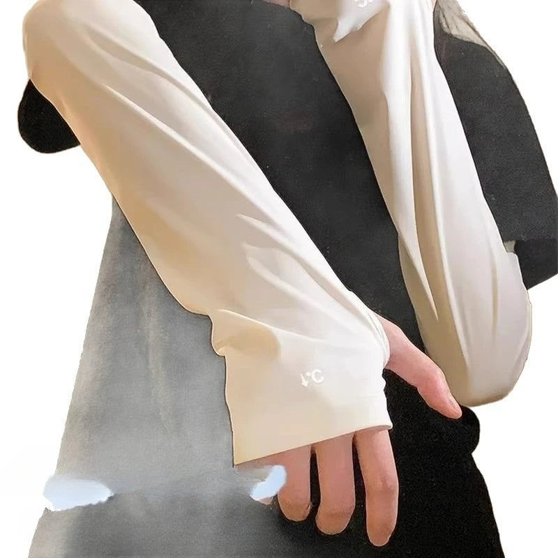 Sunscreen Ice Sleeves Women's Summer UV Protection Ice Silk Loose Enlarged Thin High-value Hand Sleeves Men