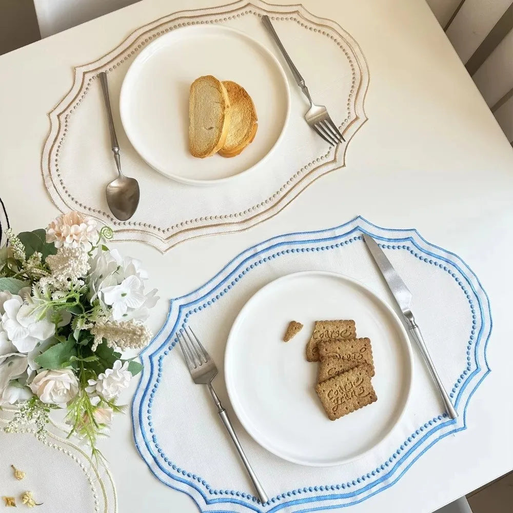 New Vintage Placemat Napkins Imitation Cotton Linen Washable Decorative Table Mat Embroidered Fabric French Lace Table Place Mat