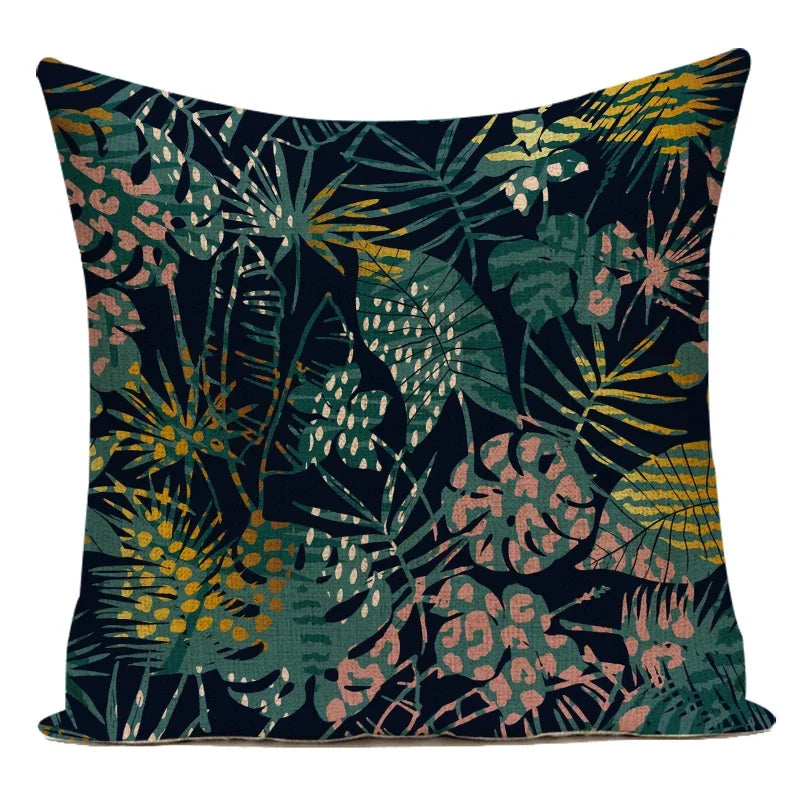 Decorative Throw Pillows Farmhouse Home Decor Tropical Green Plant Leaf Pillow Cover Cushion Cover for Living Room Almofadas