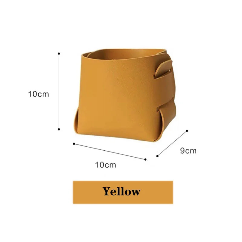 Storage Box Creative PU Leather Desktop Decorate Jewelry Keys Display Tray Makeup Organizer Container Books Plants Holder Nordic