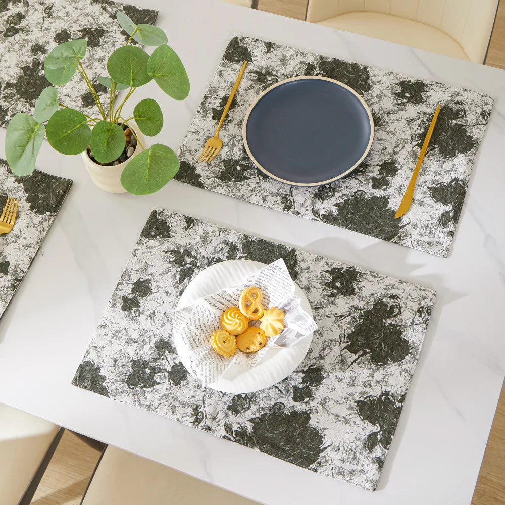Nordic Jacquard Decoration Placemats Double-Sided Printed Floral Pattern Cutlery Mats Home Decor Dining Table Coffee Table Mats