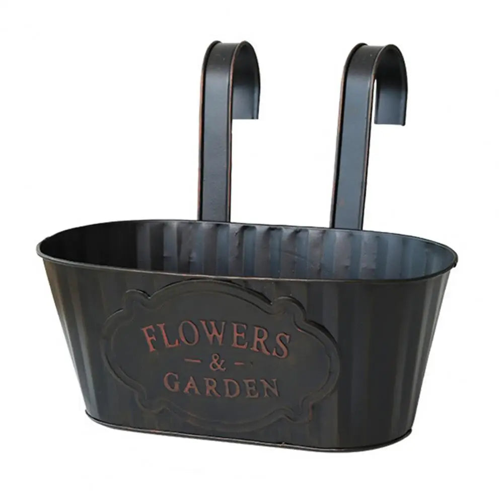 Over Fence Planters Metal Hanging Flower Pots Railing Fence Planters with Detachable Hooks for Garden Fence Home Balcony Terrace