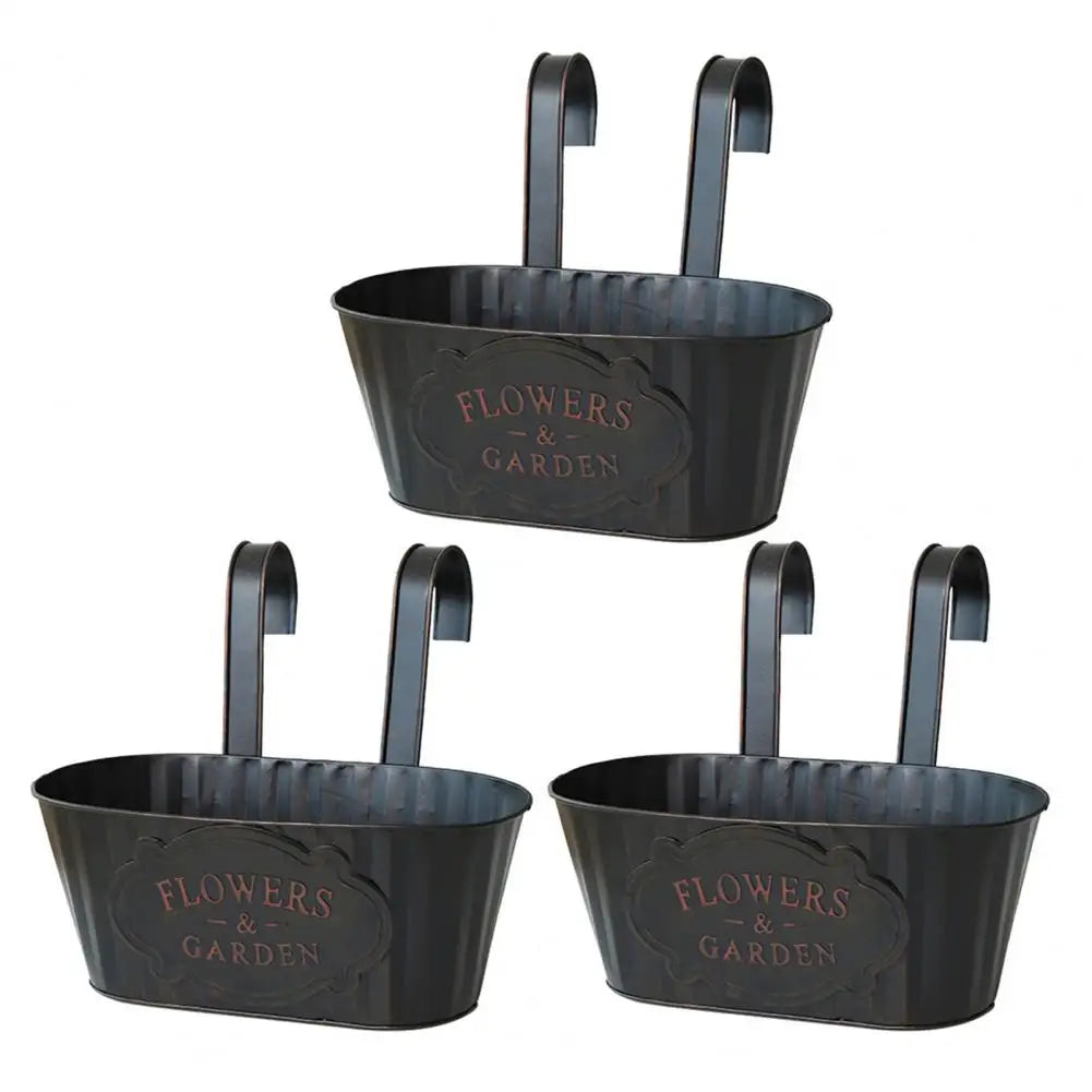 Over Fence Planters Metal Hanging Flower Pots Railing Fence Planters with Detachable Hooks for Garden Fence Home Balcony Terrace