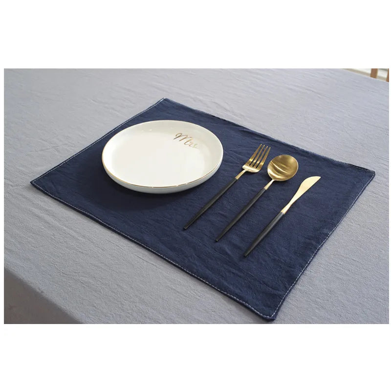 4PCS Solid Color Cotton Napkins,Non-Slip Heat Insulation Placemat,Coffee Tea Dinner Table Mat,Handmade Coaster,Washable Doily