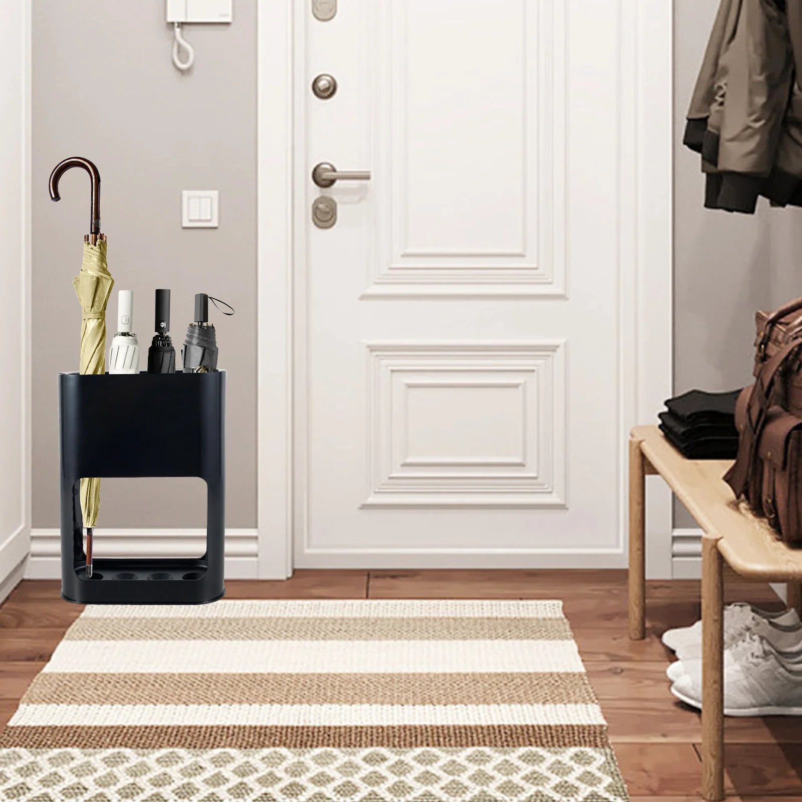 Umbrella Stand Rack Fits 4 Umbrellas Holder with Heavy Duty Metal Iron Panel Umbrella Stands with Non-Slip Soft Cushion