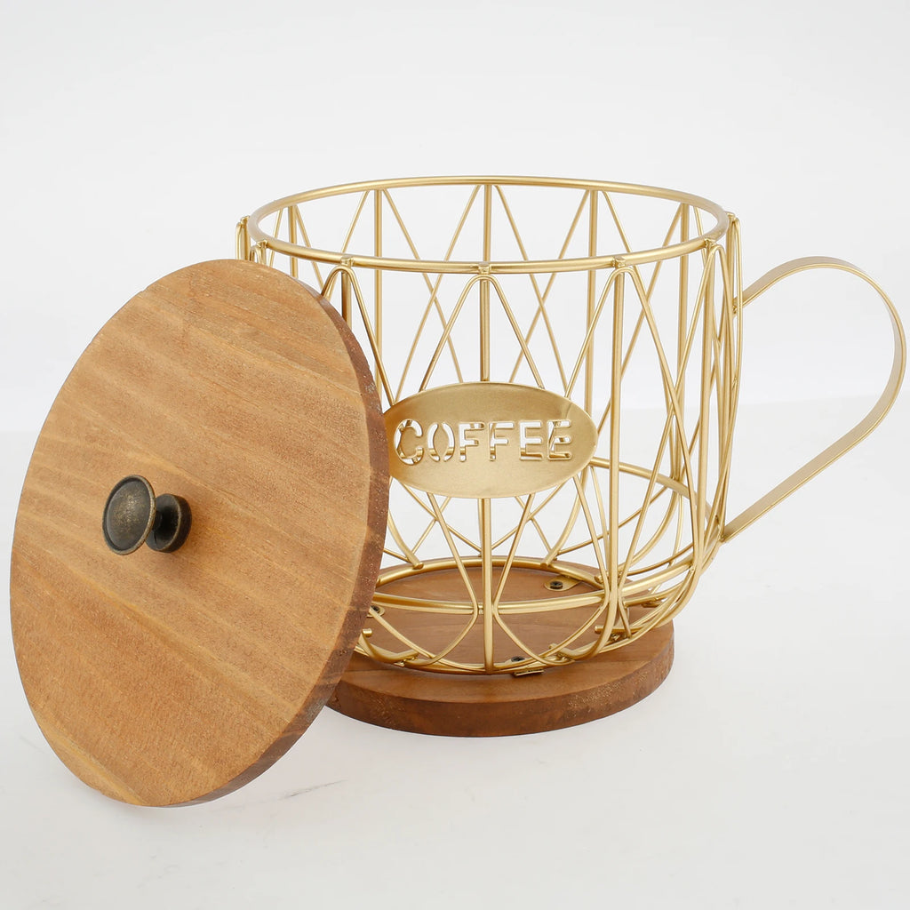Coffee Pod Holder Iron Coffee Capsule Holder Hollow Coffee Pod Storage Kitchen Countertop Organizer Waterproof Base Baskets