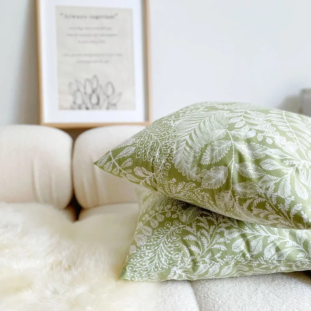 Green Plants Nordic Throw Pillow Case Love Seat Simple Light Luxury Home Bed Headrest Cover Summer Fresh Dining Room Sofa Decor