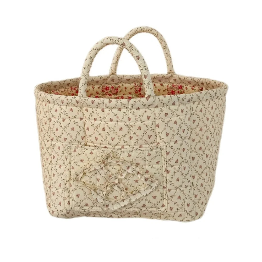 Pastoral Style Fabric Storage Baskets Large Capacity INS Foldable Laundry Hampers Stackable Organizing Frame Storage Bin