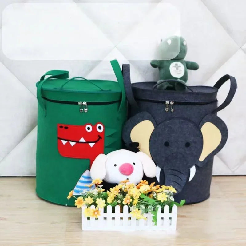 Cartoon Animal Storage Baskets Large Capacity Foldable Toy Organizer Bin with Lid for Kids Room Home Nursery Organization