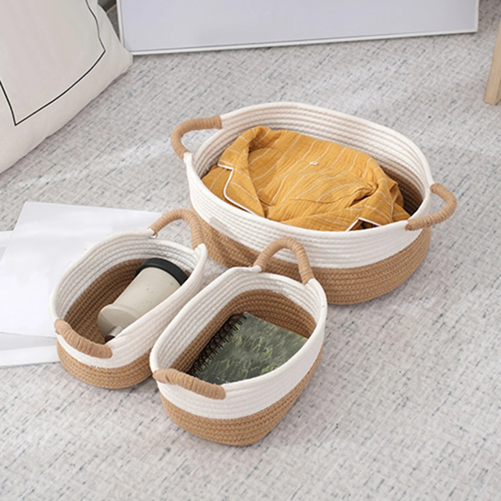 Rope Woven Baskets for Organizing Storage Basket Basket Sturdy Gift Basket Empty for Living Room Office Tabletop Home