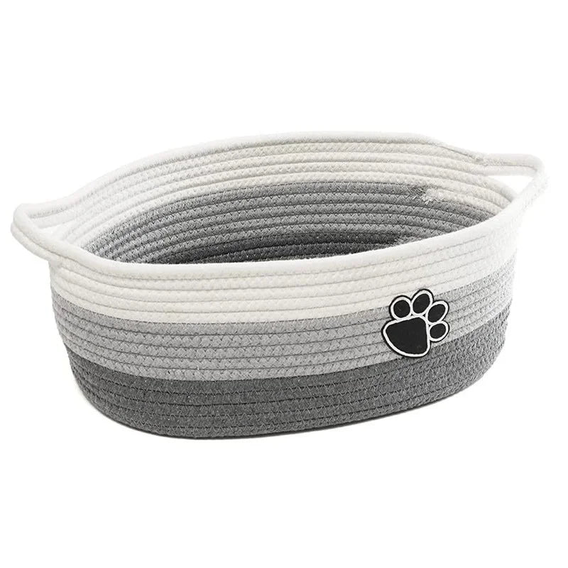 Woven Baskets for Organizing Rope Storage Basket with Handle Cute Cotton Basket for Gift Dog Toy Storage Bins for Toy Organizer