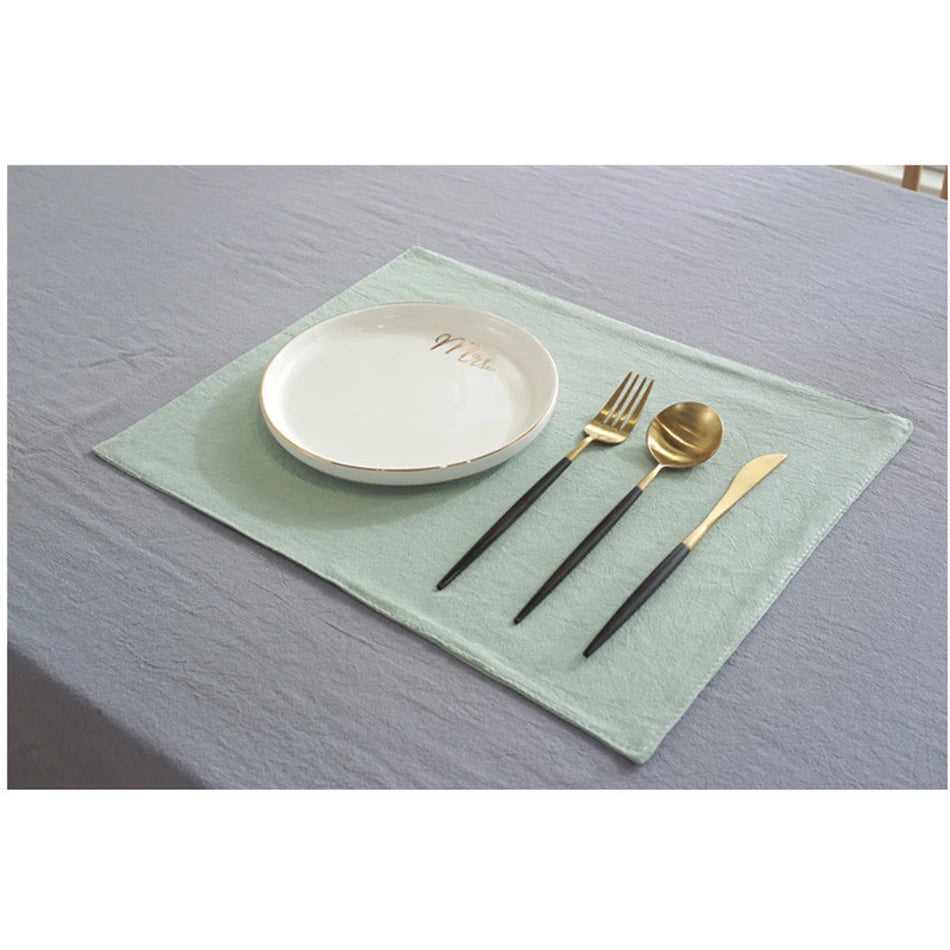 4PCS Solid Color Cotton Napkins,Non-Slip Heat Insulation Placemat,Coffee Tea Dinner Table Mat,Handmade Coaster,Washable Doily