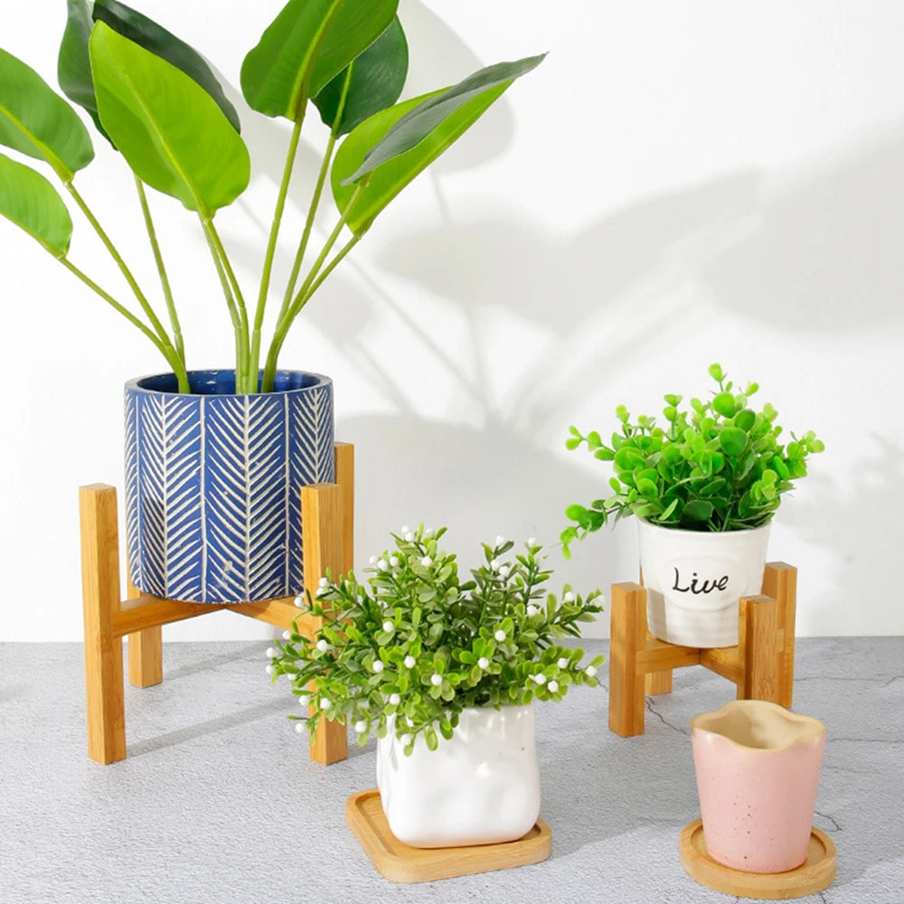 Strong Durable Planter Garden Display Bonsai Holder Plant Stand Shelf Flower Pot Trays Wood Rack