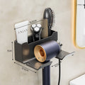 Multi-functional Bathroom Rack with Hair Dryer Slot and Storage Baskets
