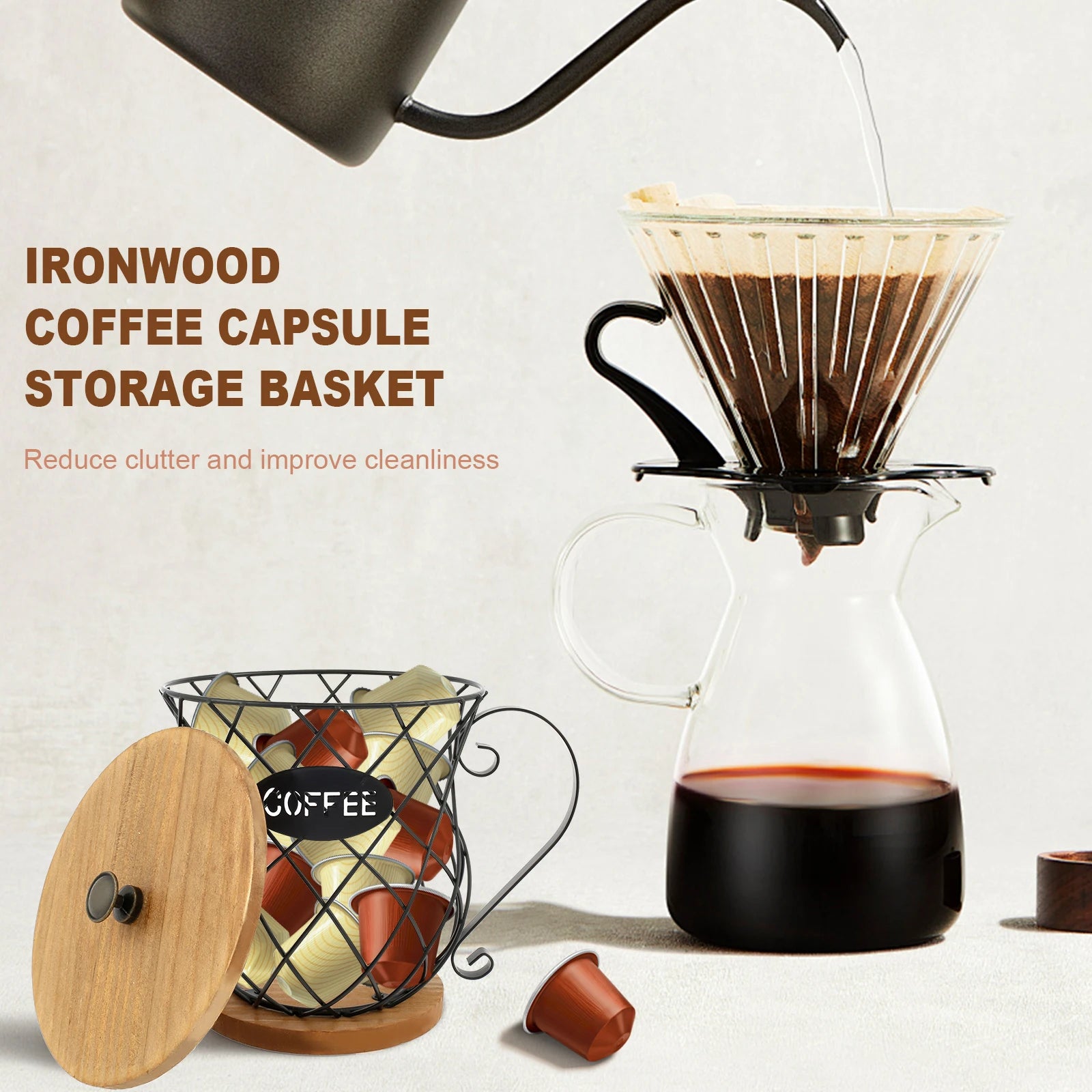 Coffee Pod Holder Iron Coffee Capsule Holder Hollow Coffee Pod Storage Kitchen Countertop Organizer Waterproof Base Baskets