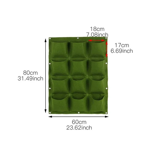 Plant growth bag， Felt Vertical Wall Planter Outdoor Herb Vegetable Hanging Garden  Plant Holder for Railing, Balcony, Fence
