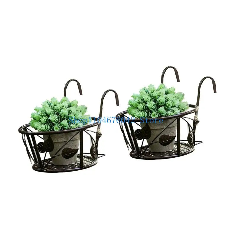 Modern Iron Hanging Planter Rack For Balcony Indoor Outdoor Gardening Storage