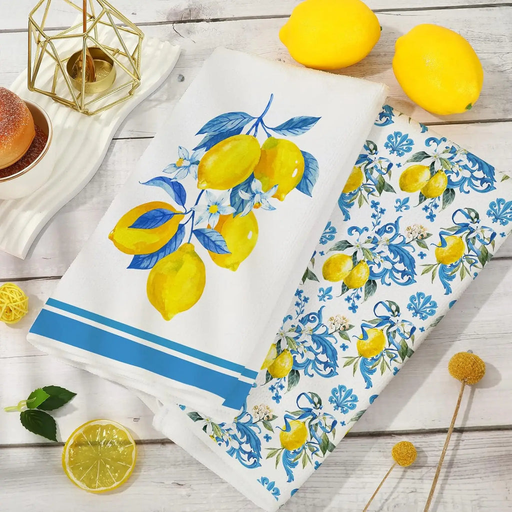 2-pack lemon tea napkins 40 * 60cm flat, comfortable, and stain resistant, suitable for dining table use
