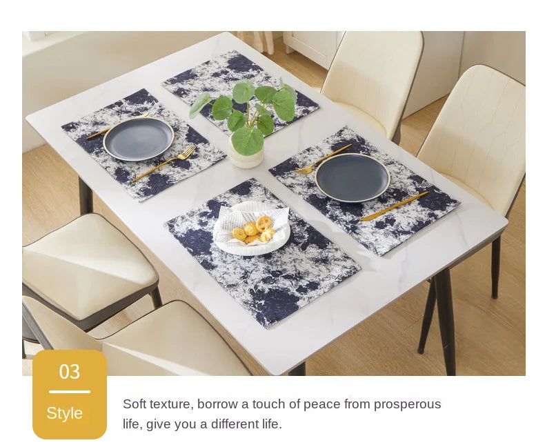 Nordic Jacquard Decoration Placemats Double-Sided Printed Floral Pattern Cutlery Mats Home Decor Dining Table Coffee Table Mats