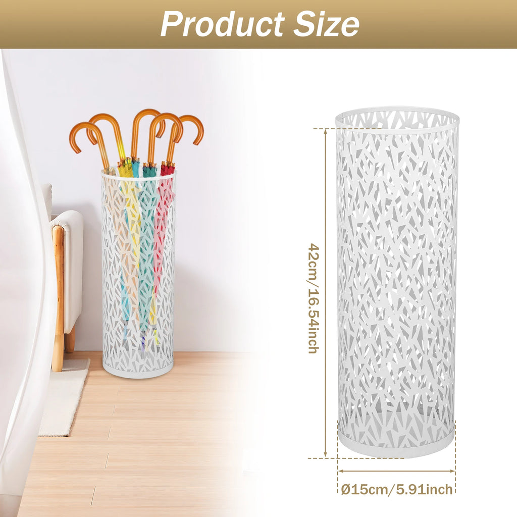 Umbrella Holder Metal Hollow Out Stand Storage Bucket Freestanding Round  Bin Waterproof Walking Sticks Rack