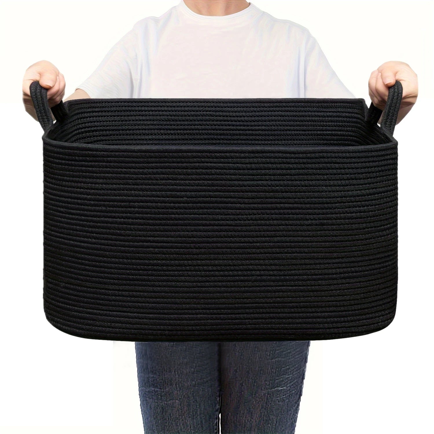 Laundry Basket, Woven Storage Baskets for Organizing, Cube Cotton rope baskets for shelves, Magazine & Newspaper Baskets