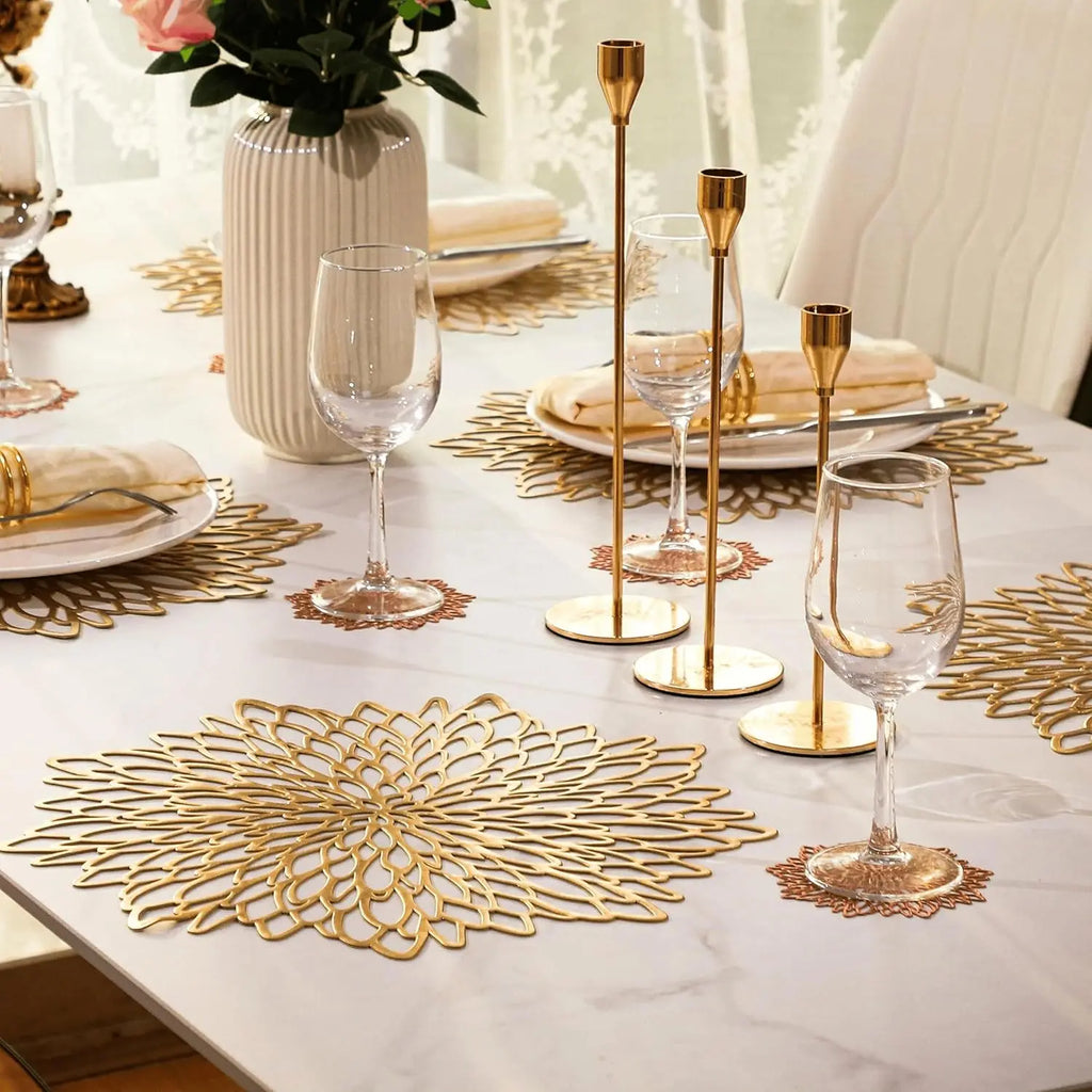 Set of 4 Round Placemats Place Mats Holiday Wipeable Vinyl Placemats Kitchen Dinner Christmas Thanksgiving Farmhouse Wedding