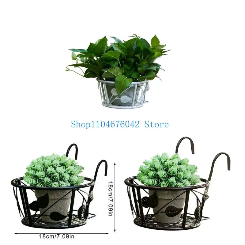 Modern Iron Hanging Planter Rack For Balcony Indoor Outdoor Gardening Storage