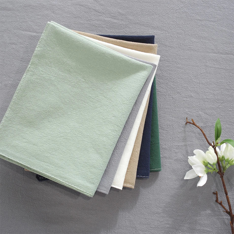 4PCS Solid Color Cotton Napkins,Non-Slip Heat Insulation Placemat,Coffee Tea Dinner Table Mat,Handmade Coaster,Washable Doily