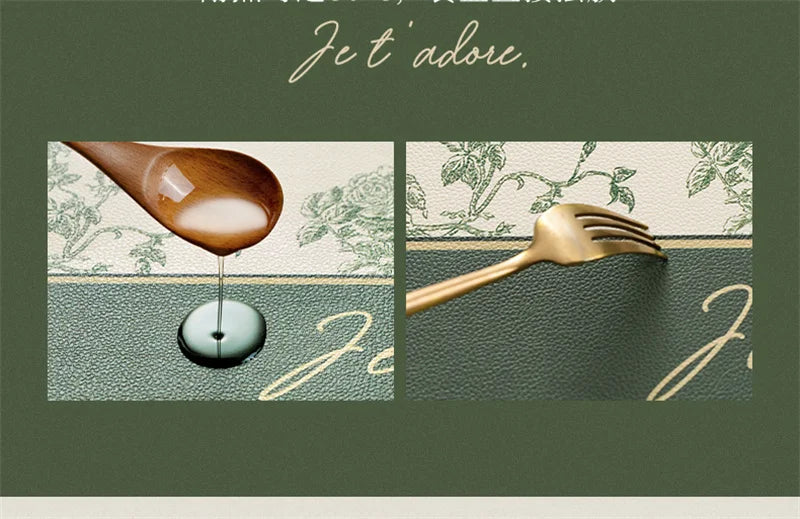 French Leather Placemats for Dining Table,Non-Slip Place Mats,Home Kitchen,Waterproof,Heat Resistant,Insulation Protector,Green
