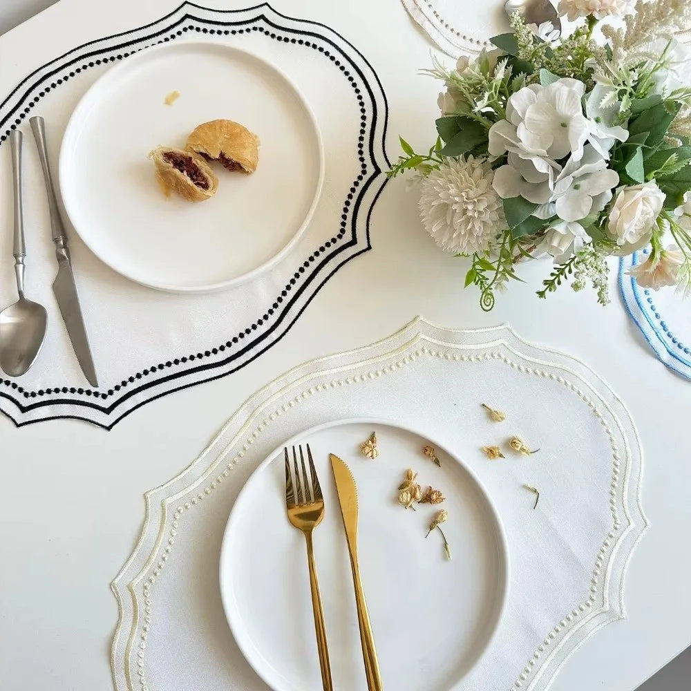 New Vintage Placemat Napkins Imitation Cotton Linen Washable Decorative Table Mat Embroidered Fabric French Lace Table Place Mat