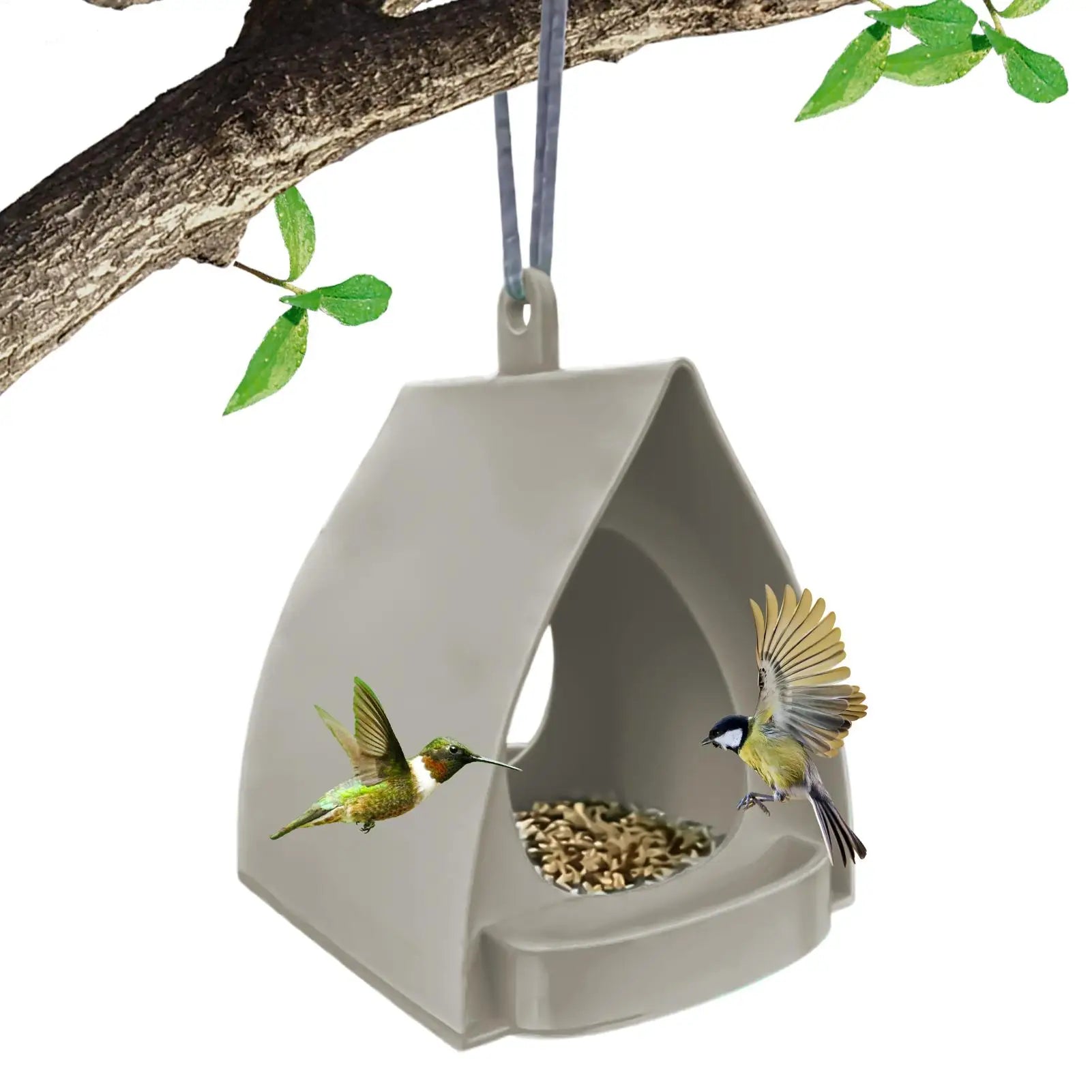 Bird Feeders for Outdoors Open Design Hanger with Top Hook Hut Shape Hangable Mounted Small Hummingbird Feeder for Outside
