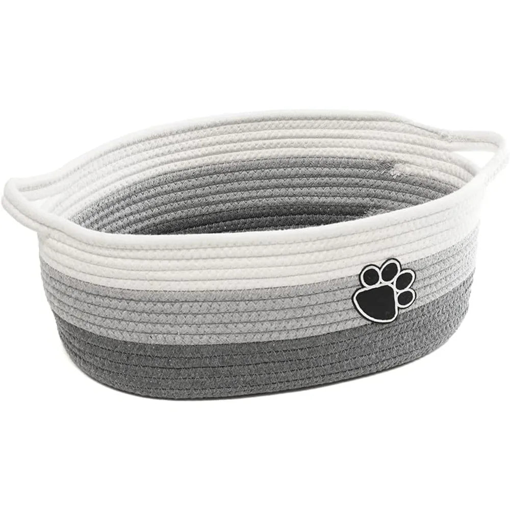Woven Baskets for Organizing Rope Storage Basket with Handle Cute Cotton Basket for Gift Dog Toy Storage Bins for Toy Organizer