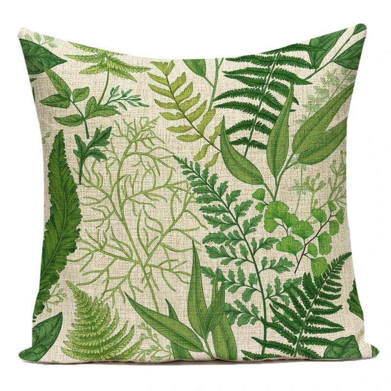 Decorative Throw Pillows Farmhouse Home Decor Tropical Green Plant Leaf Pillow Cover Cushion Cover for Living Room Almofadas