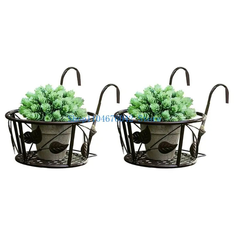 Modern Iron Hanging Planter Rack For Balcony Indoor Outdoor Gardening Storage