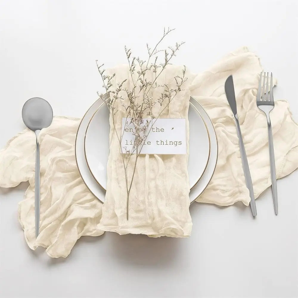 Party Supply Table Decoration Gauze Napkin Reusable Soft Cotton Napkin Thin Vintage Placemats Wedding
