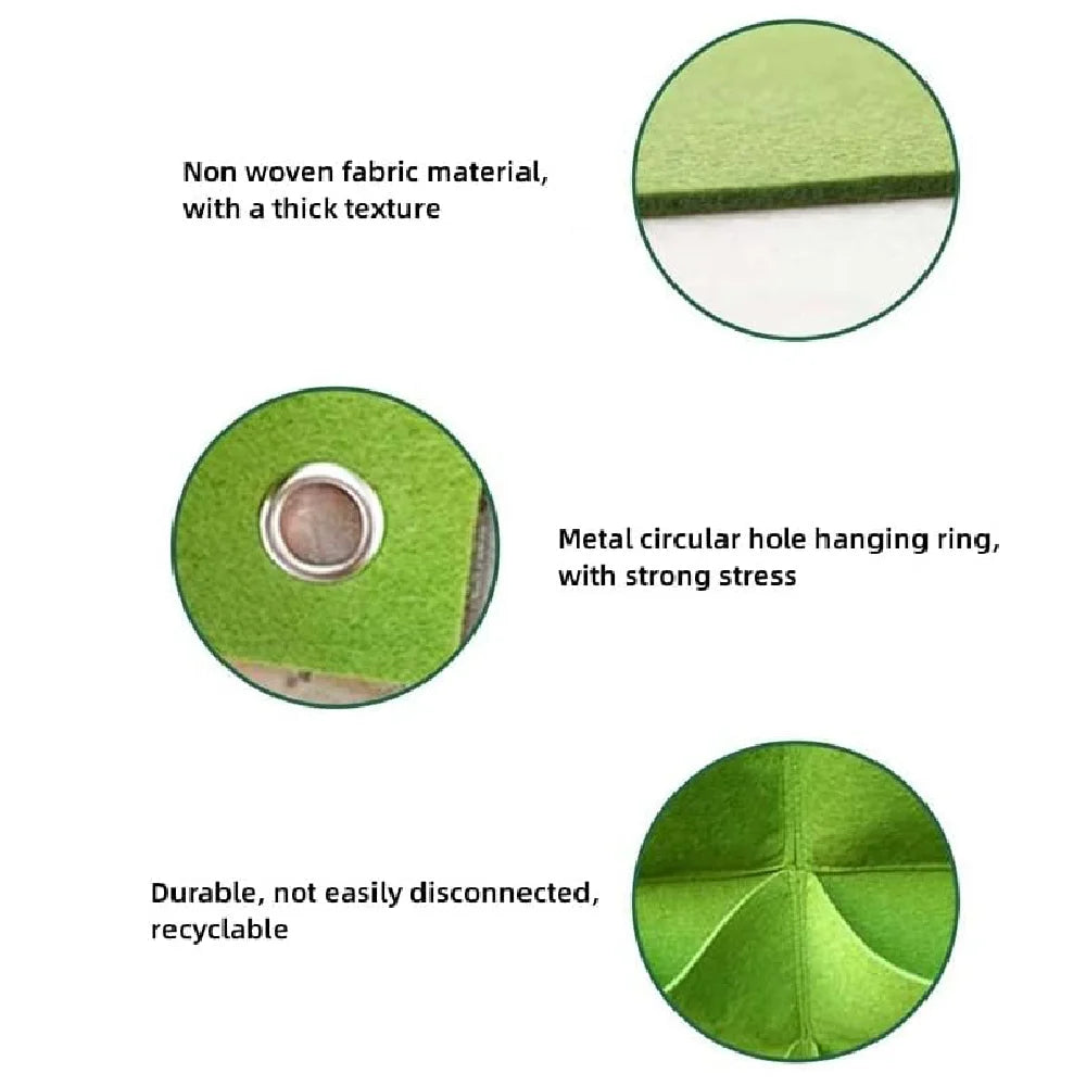 Plant growth bag， Felt Vertical Wall Planter Outdoor Herb Vegetable Hanging Garden  Plant Holder for Railing, Balcony, Fence