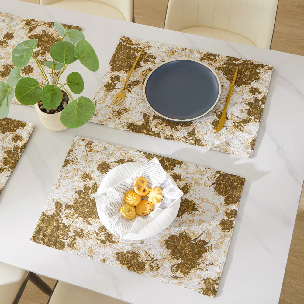 Nordic Jacquard Decoration Placemats Double-Sided Printed Floral Pattern Cutlery Mats Home Decor Dining Table Coffee Table Mats