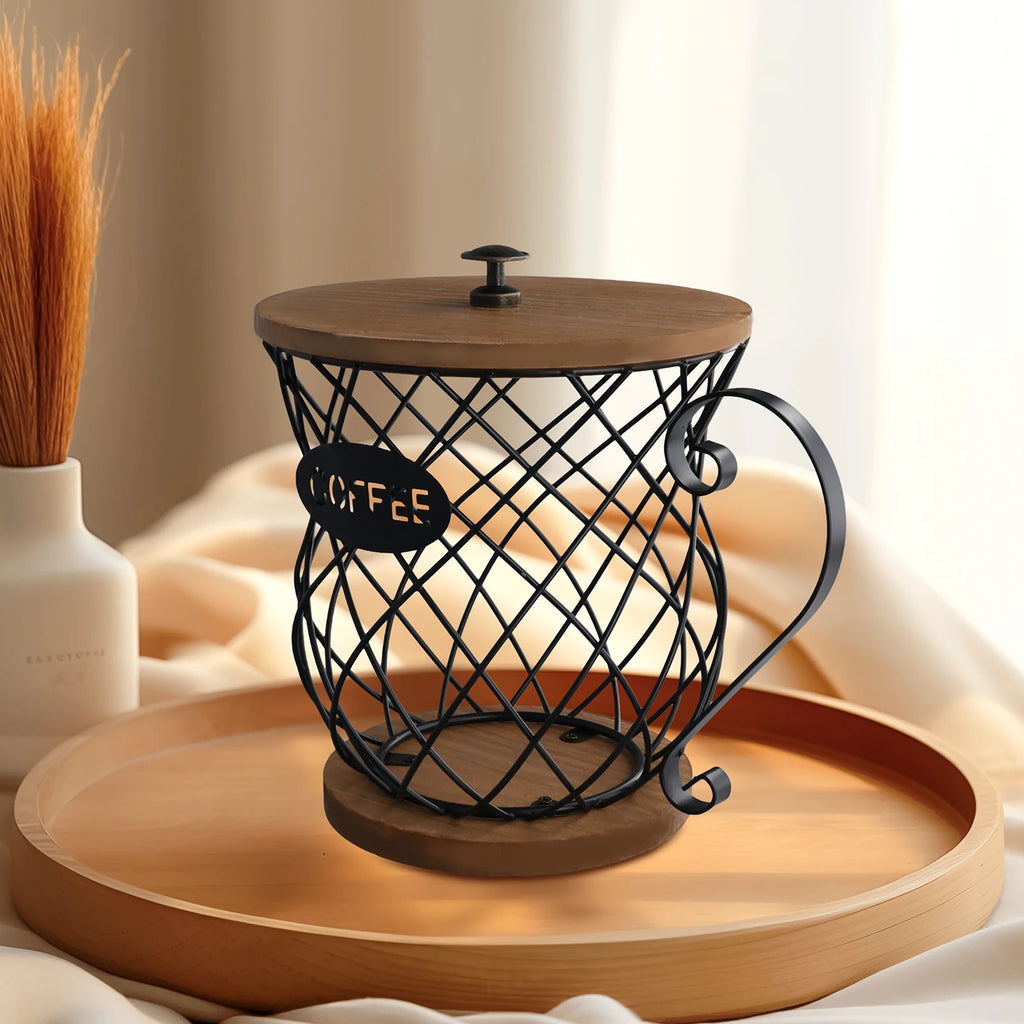 Coffee Pod Holder Iron Coffee Capsule Holder Hollow Coffee Pod Storage Kitchen Countertop Organizer Waterproof Base Baskets