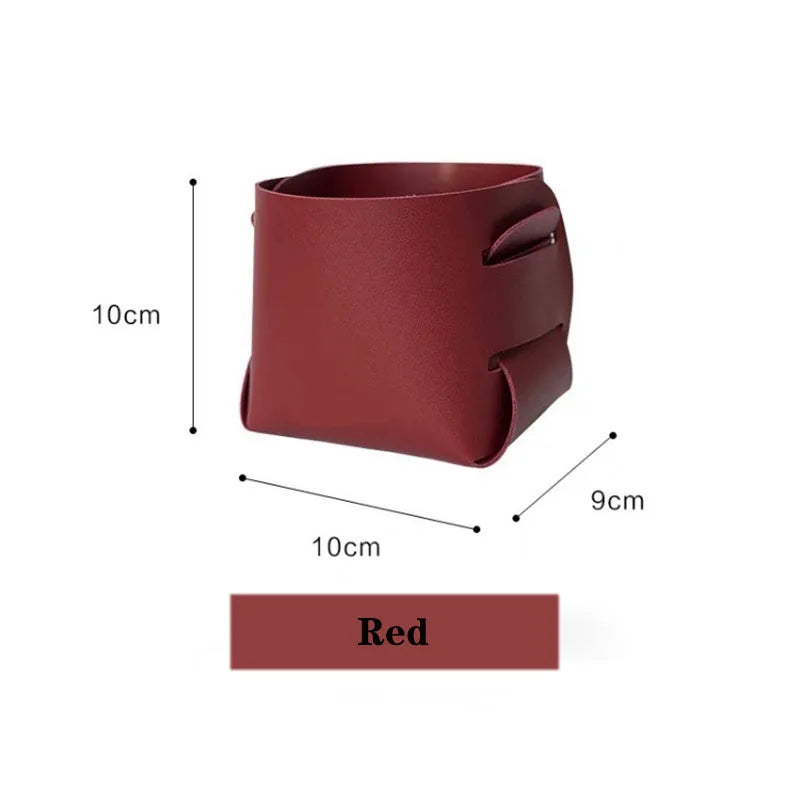 Storage Box Creative PU Leather Desktop Decorate Jewelry Keys Display Tray Makeup Organizer Container Books Plants Holder Nordic