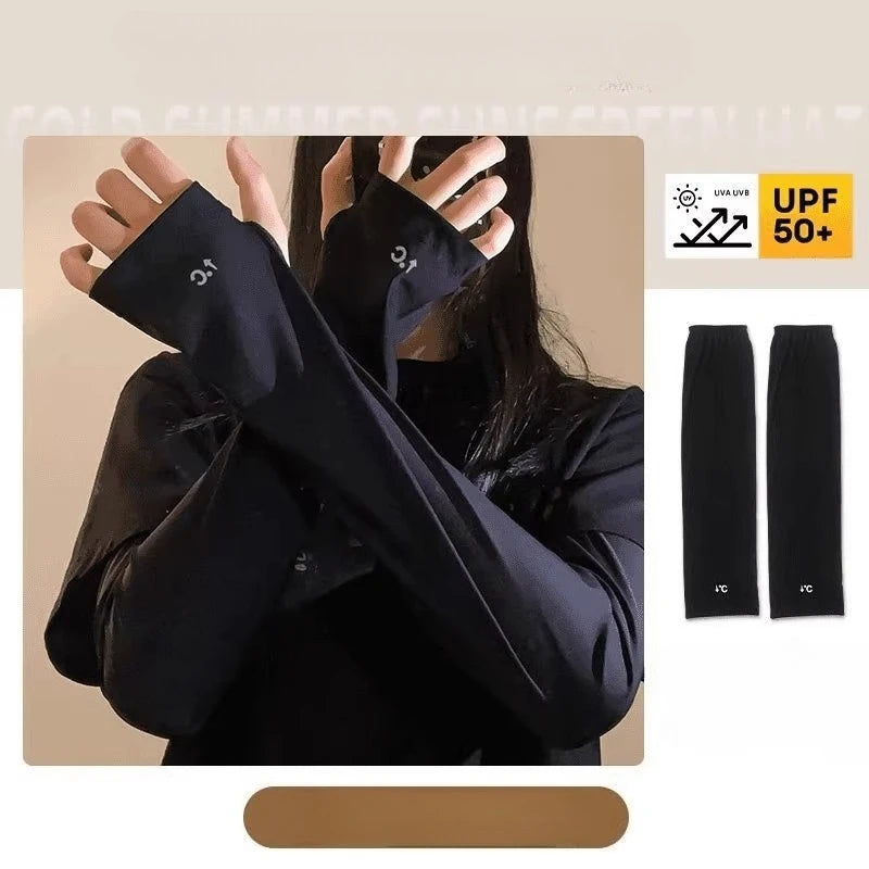 Sunscreen Ice Sleeves Women's Summer UV Protection Ice Silk Loose Enlarged Thin High-value Hand Sleeves Men