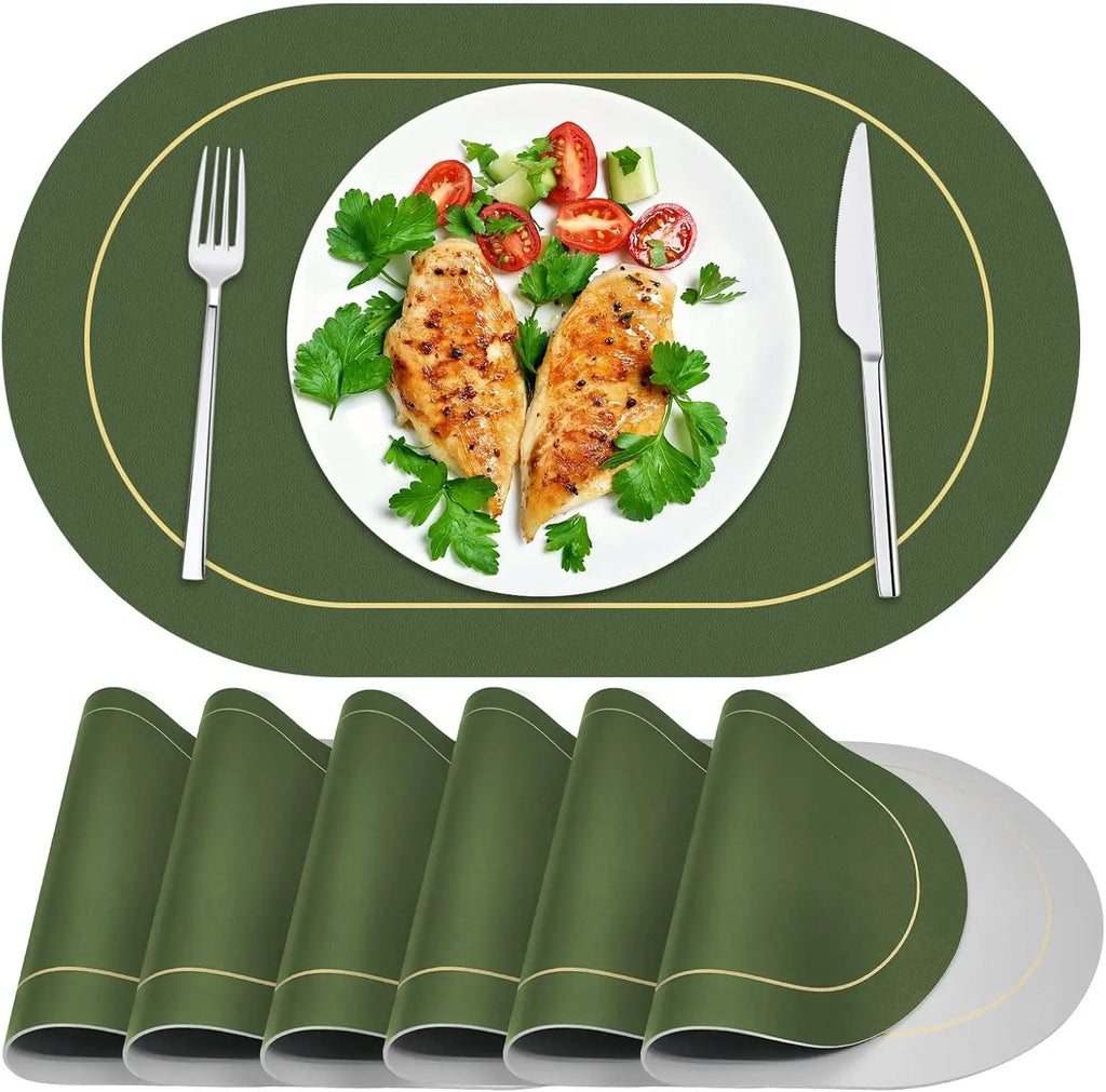 Table Leather Placemats Heat Resistant Placemats Washable Table Mats Wipeable Place Mats for Dining Table Coffee Shop Decoration