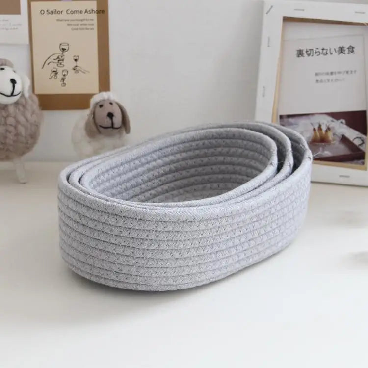 Woven Storage Baskets Multifunctional Desktop Sundries Cosmetics Kids Toys Organizer Box Desk Stationery Space Saving Cases