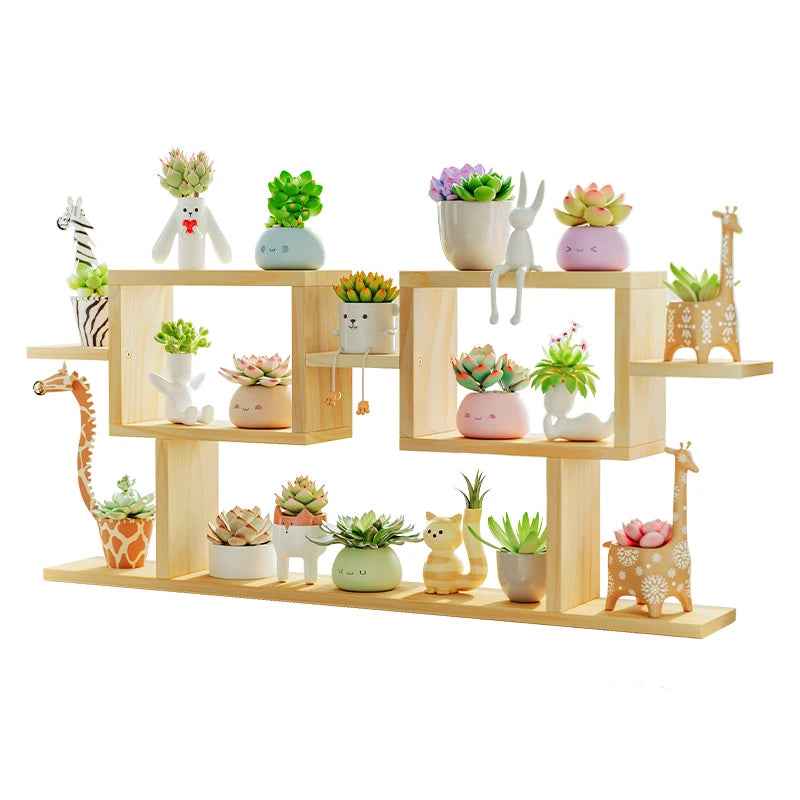 Multi-Layer Wooden Plant Stand Flower Window Sill Rack for Living Room Balcony Office Home Garden Display Storage Organizer