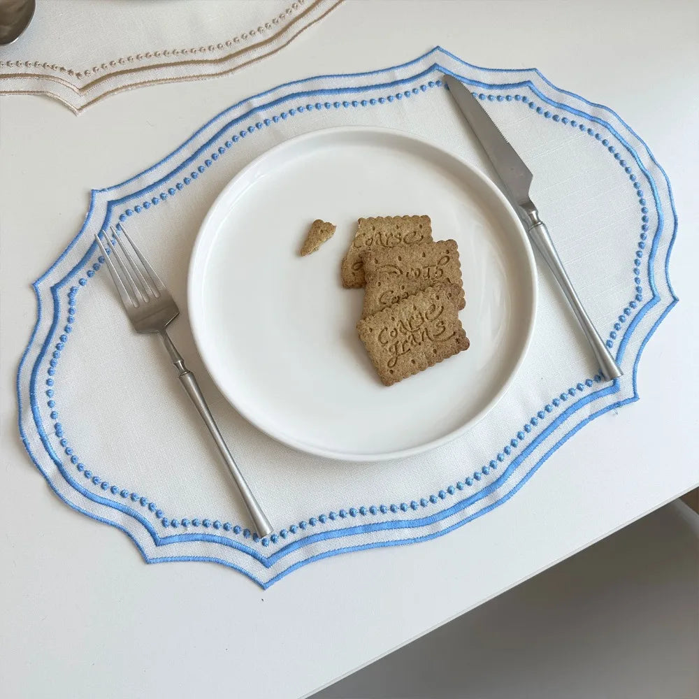 New Vintage Placemat Napkins Imitation Cotton Linen Washable Decorative Table Mat Embroidered Fabric French Lace Table Place Mat